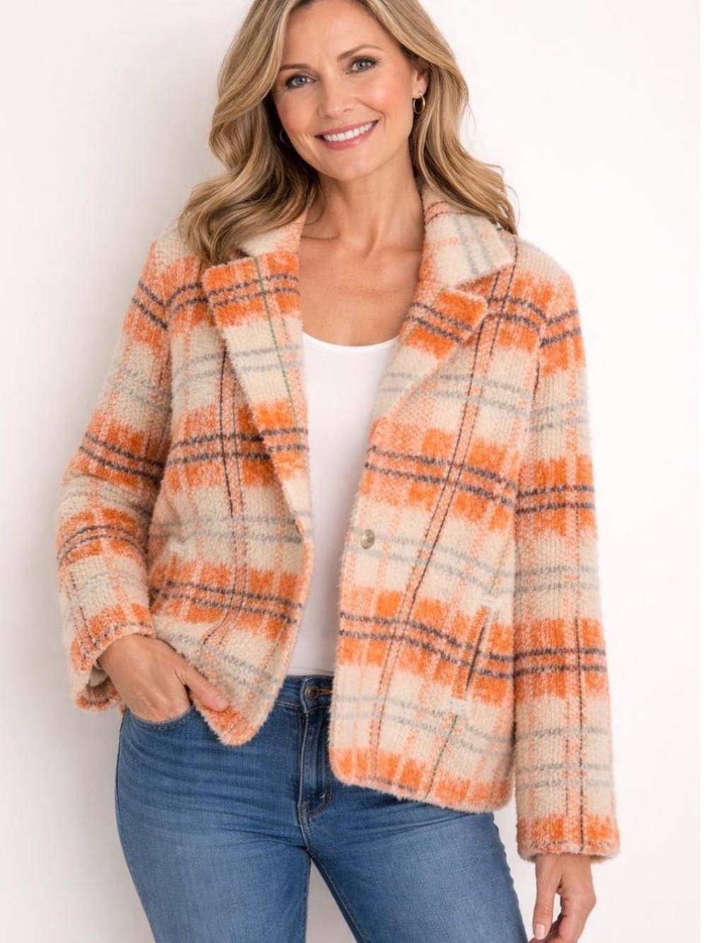 Soft Surroundings | NWT Briony Plaid Sweater Jacket Sz XL